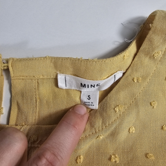 Mine Brand Blouse Puff Sleeve Textured Polka Dot Sunflower Yellow Fall Small ^^ - Picture 5 of 8